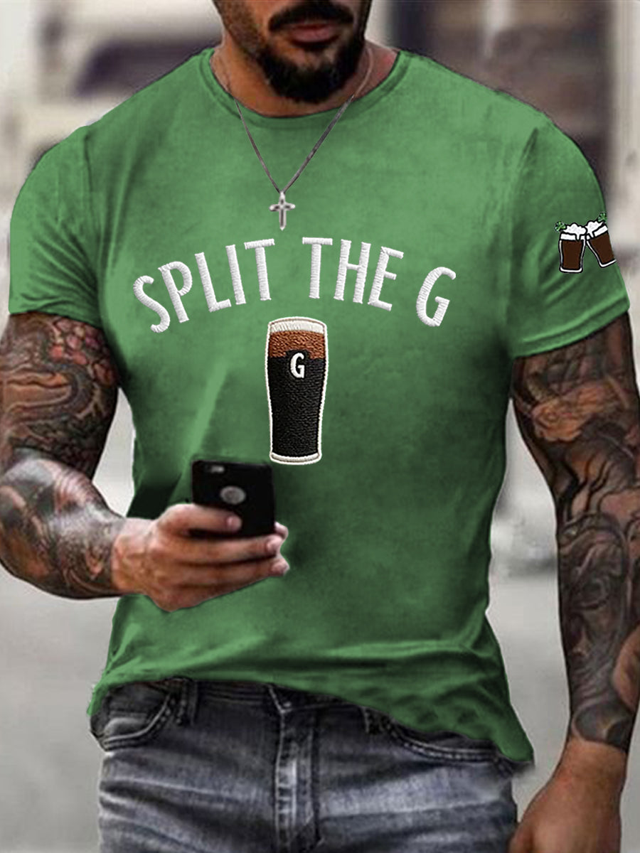 Mäns St. Patrick's Day Dela G tryckta kort ärm T-shirt