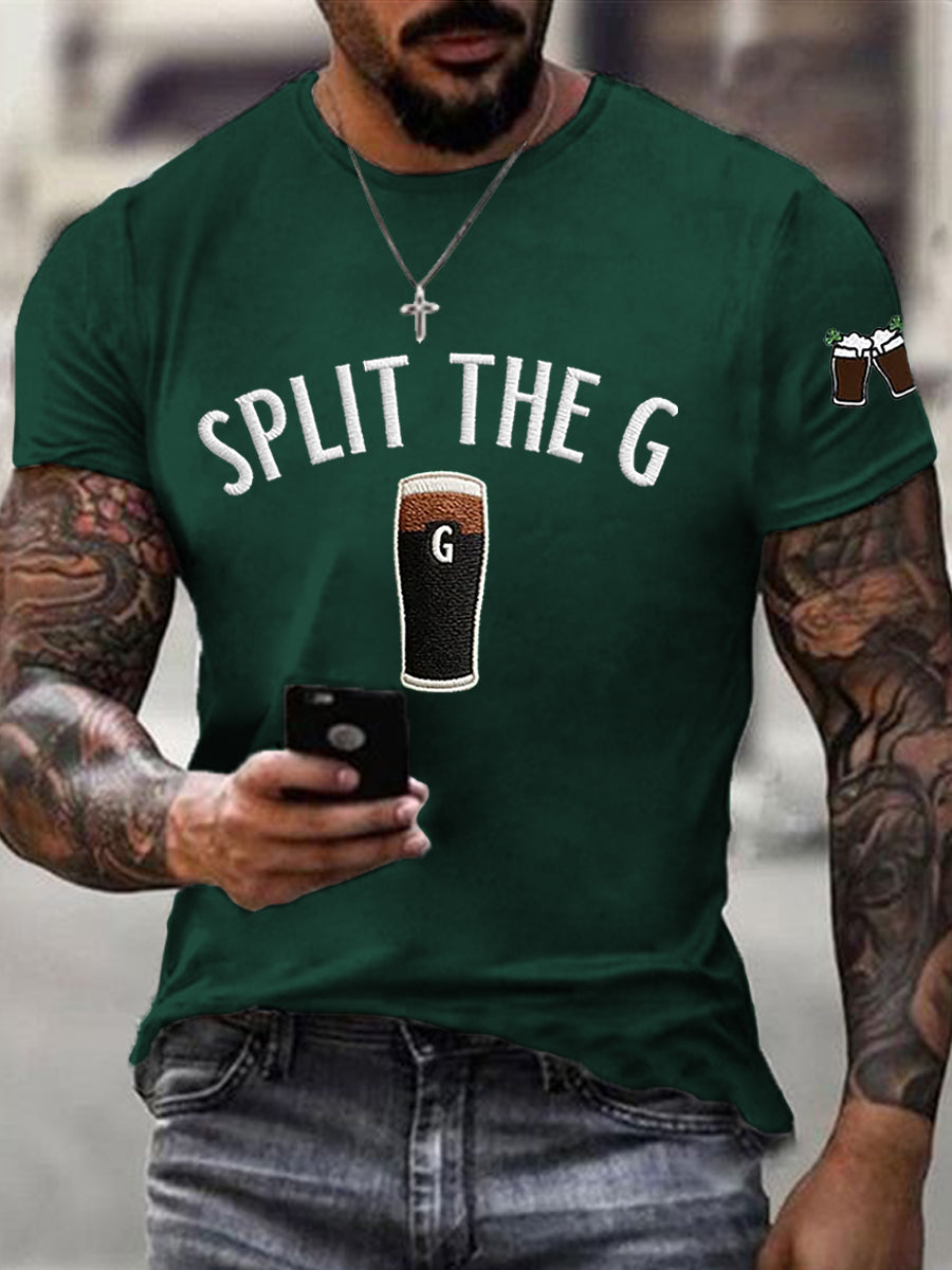 Mäns St. Patrick's Day Dela G tryckta kort ärm T-shirt