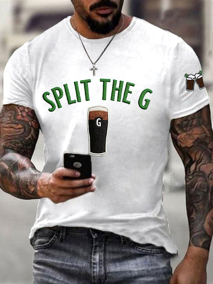 Mäns St. Patrick's Day Dela G tryckta kort ärm T-shirt