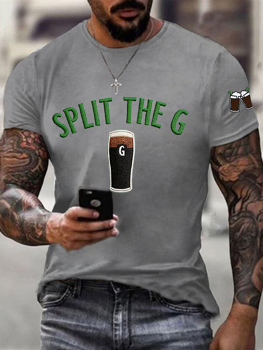 Mäns St. Patrick's Day Dela G tryckta kort ärm T-shirt