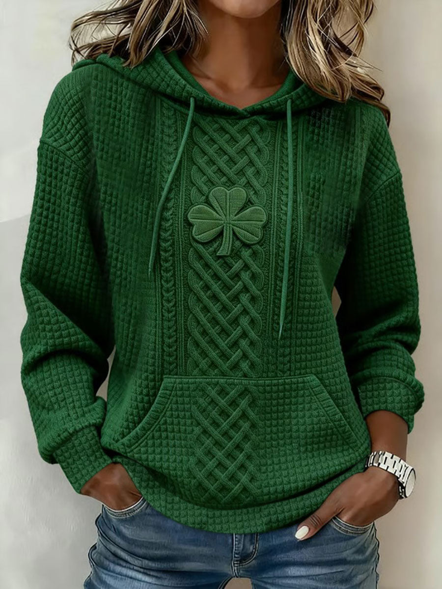 Women's St. Patrick's Day Shamrock Print Oversized Hooded