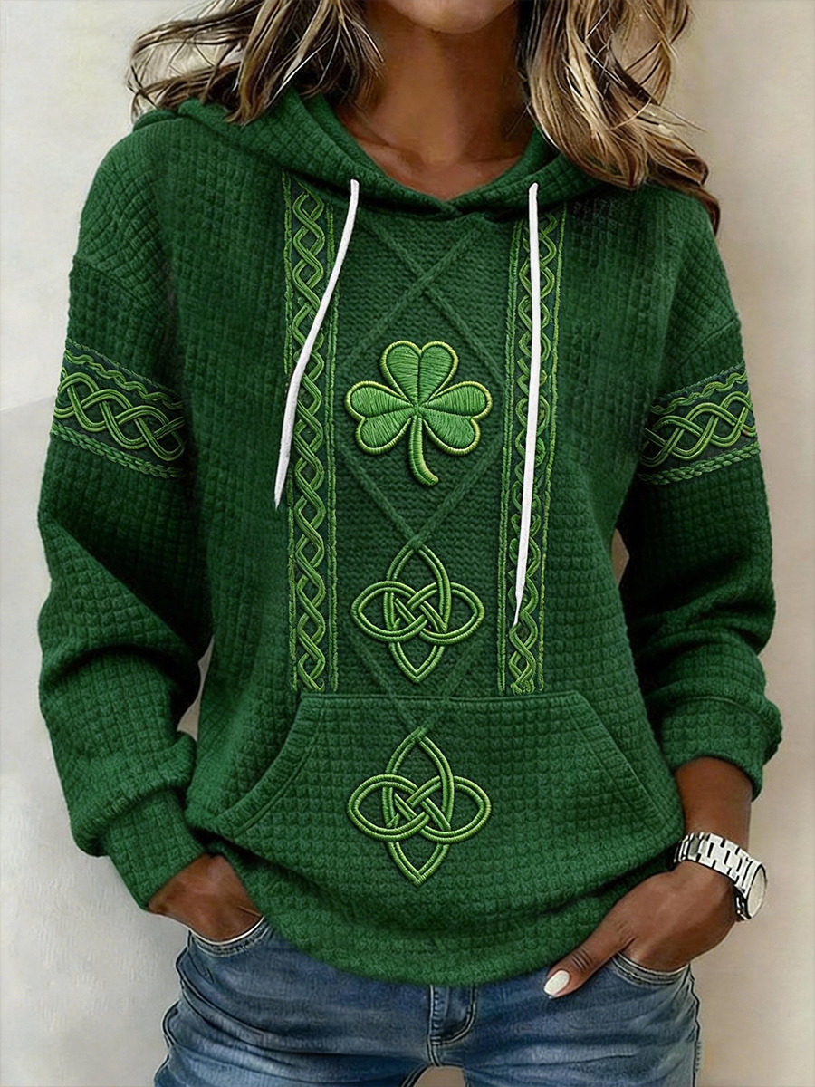 Women St. Patrick's Day Shamrock Print oversized hoodie