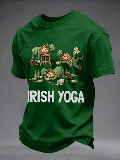 Mäns roliga St. Patrick's Day Irish Yoga Print Casual Tee