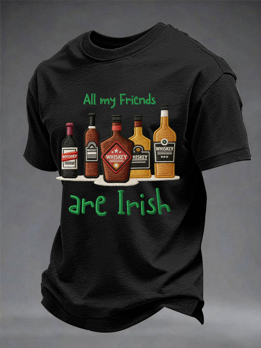Men's Funny St Patrick's Day All My Friends Are Irish Printed Casual Tee