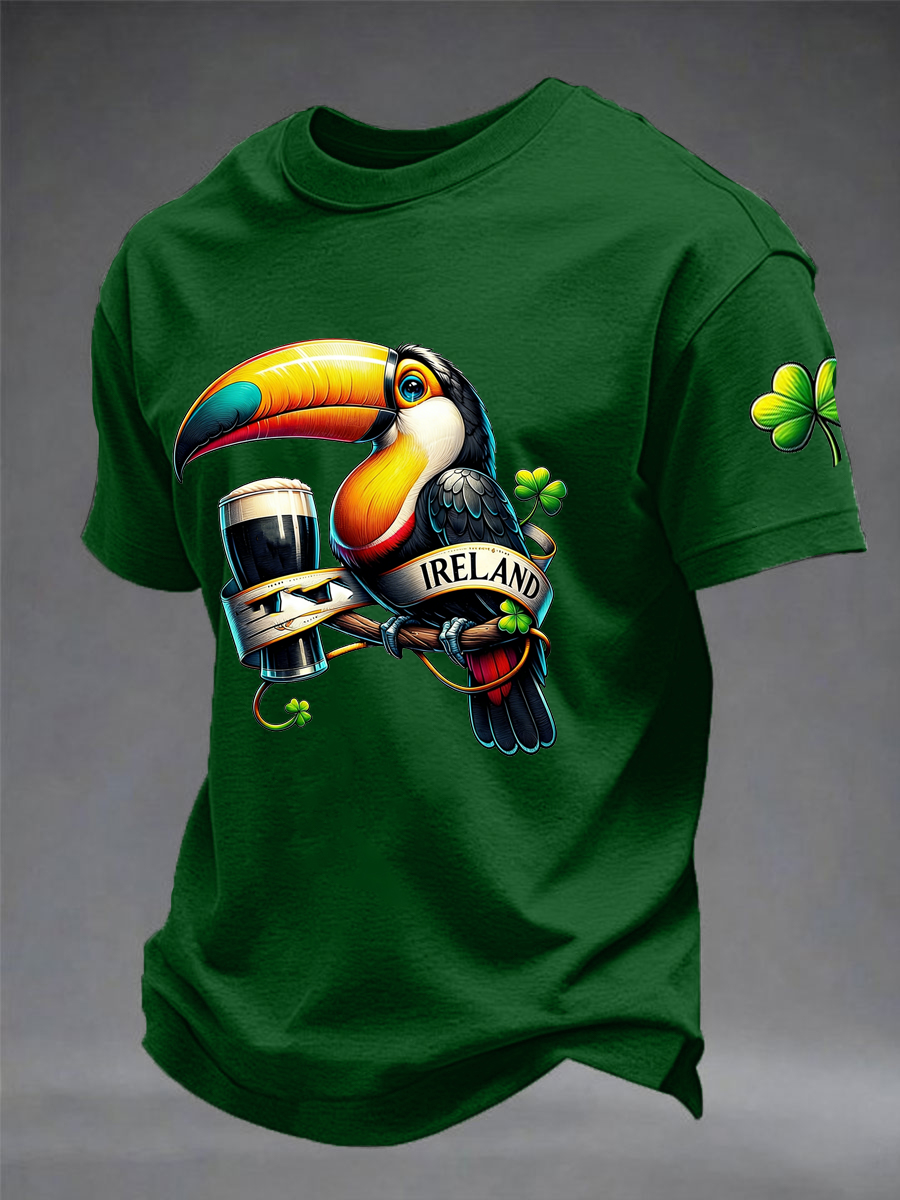 Men's St. Patrick's Day Printed Imitation Cotton Short Sleeve T-Shirt