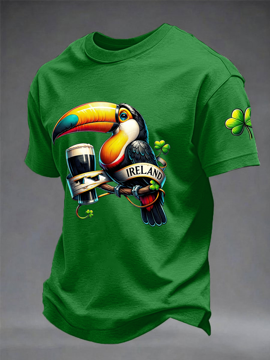 Men's St. Patrick's Day Printed Imitation Cotton Short Sleeve T-Shirt