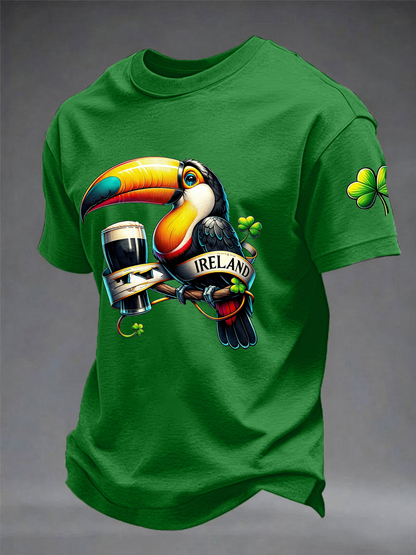 Men's St. Patrick's Day Printed Imitation Cotton Short Sleeve T-Shirt