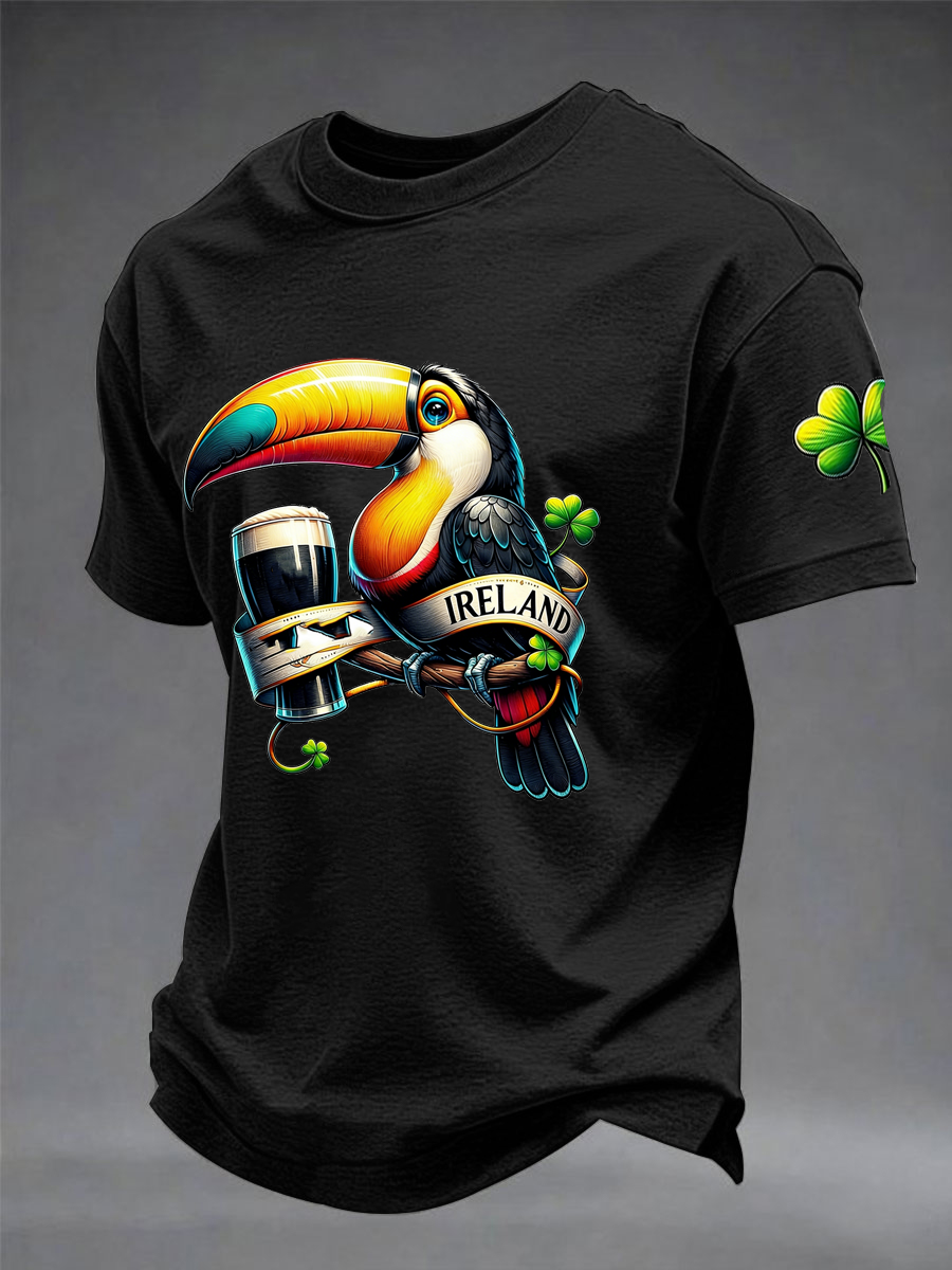 Men's St. Patrick's Day Printed Imitation Cotton Short Sleeve T-Shirt
