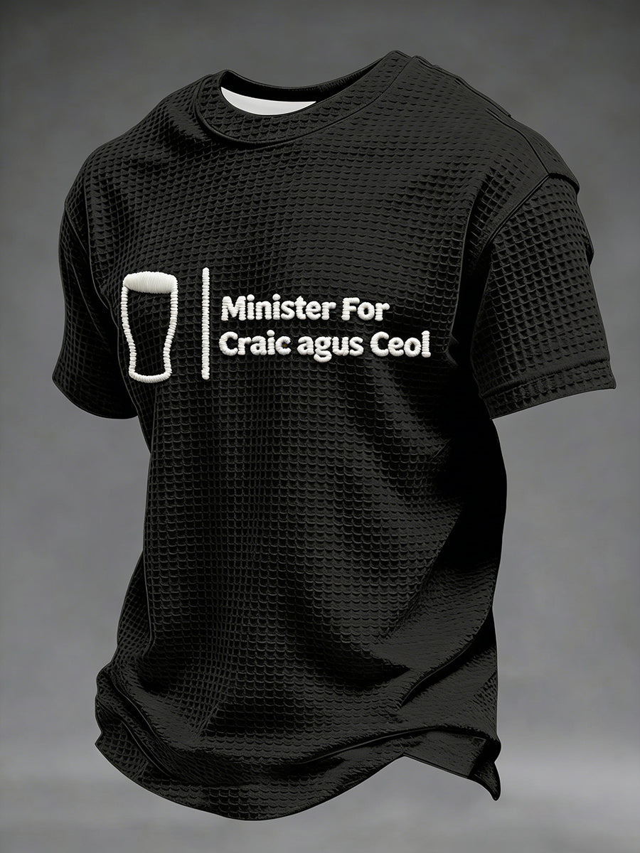 Men's Funny St.Patrick's Day Print Waffle Short Sleeve