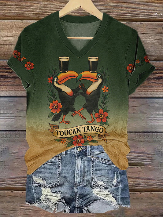 Damens St.Patrick's Day Beer Print T-shirt