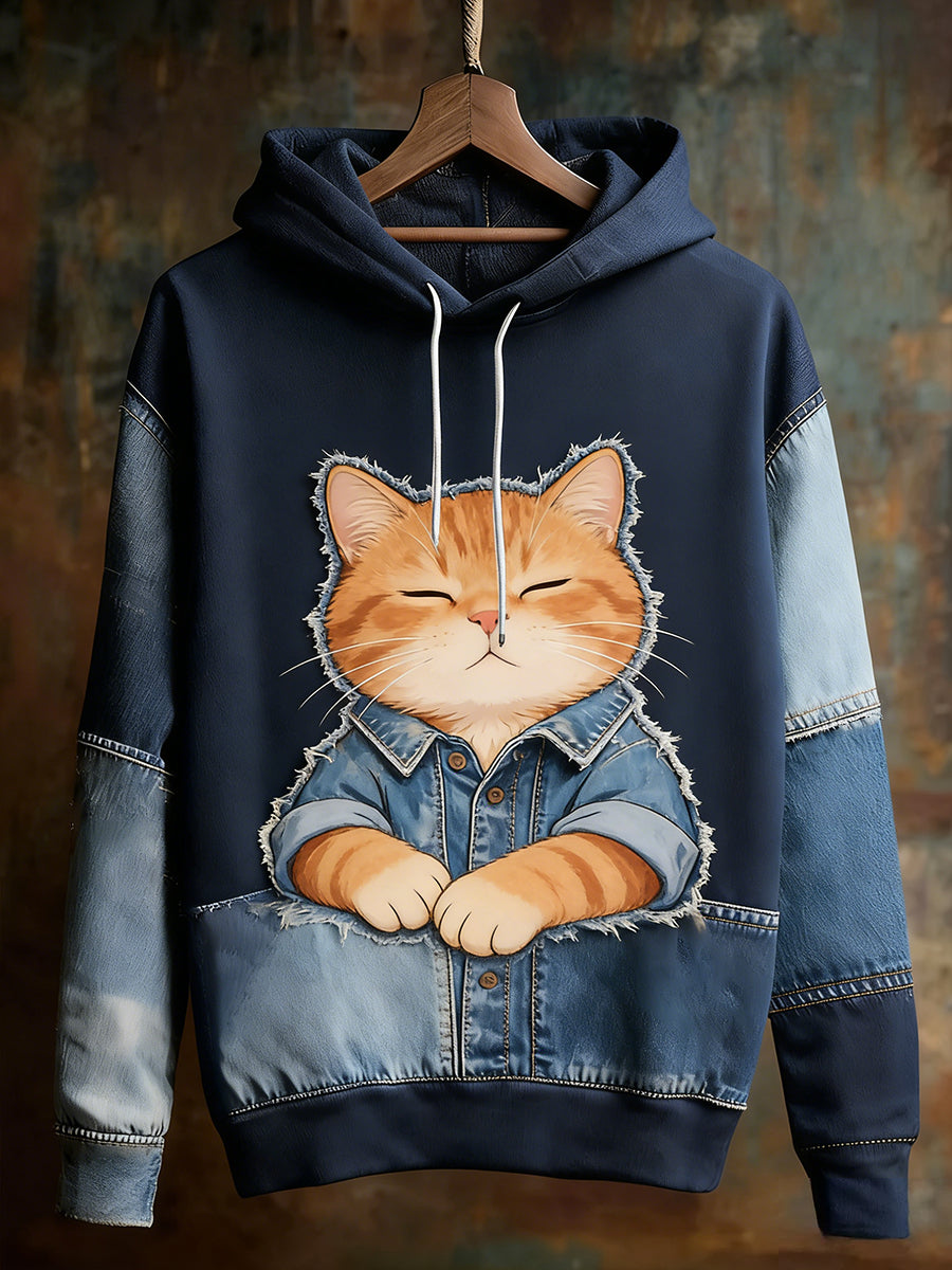 Mäns Retro djur överdimensionerad drop-Shoulder Hoodie.