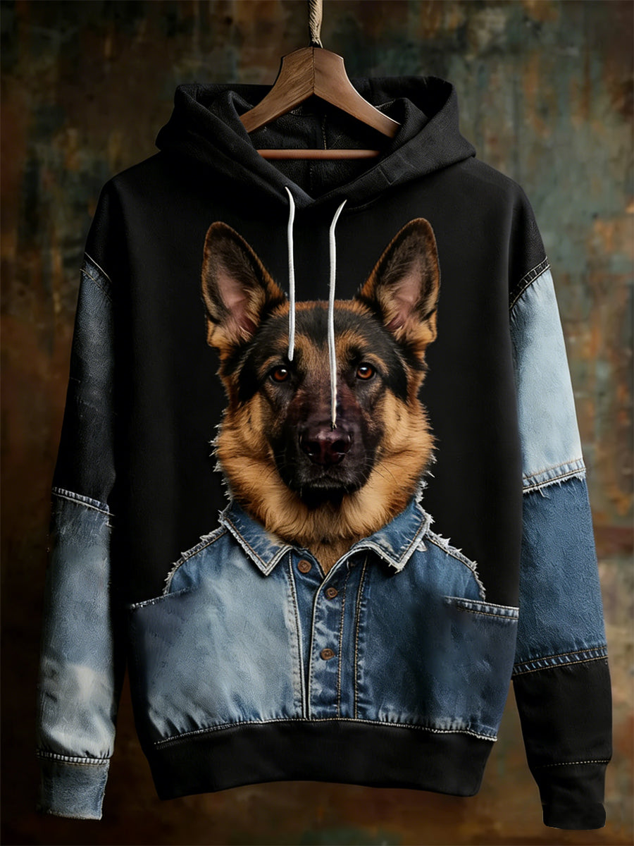 Men's Retro Animal Oversized Drop-Shoulder Hoodie.