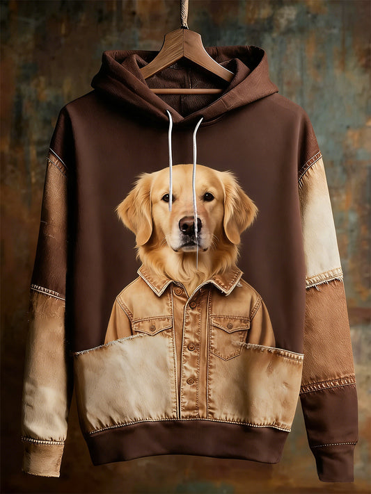 Men's Retro Animal Oversized Drop-Shoulder Hoodie.