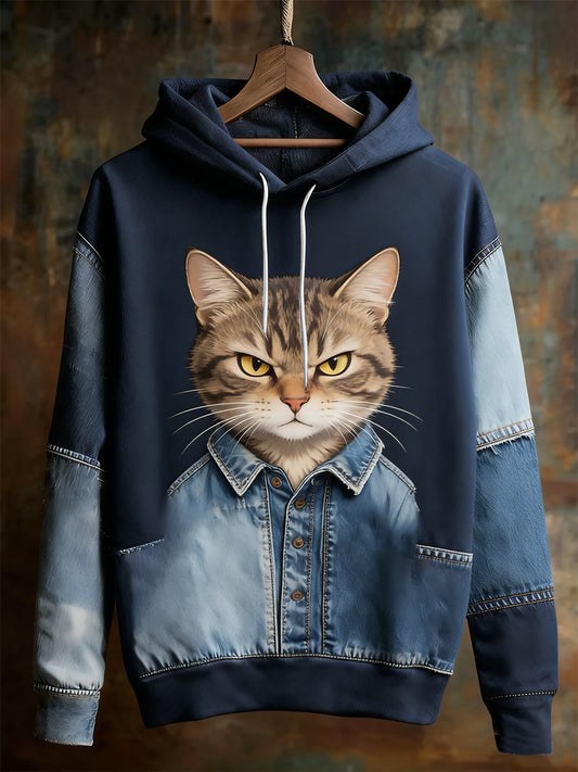 Men's Retro Animal Oversized Drop-Shoulder Hoodie.