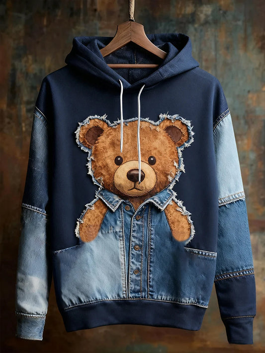 Men's Retro Animal Oversized Drop-Shoulder Hoodie.