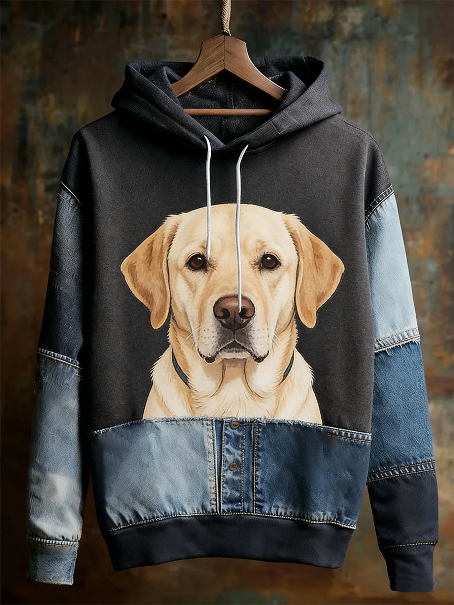 Mäns Retro djur överdimensionerad drop-Shoulder Hoodie.