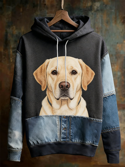 Men's Retro Animal Oversized Drop-Shoulder Hoodie.