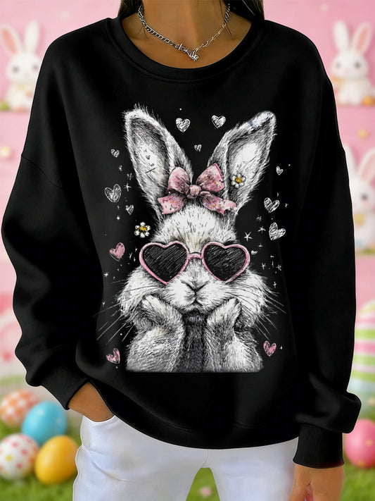 Kvinnors påsk söta bunny Print Casual Sweatshirt