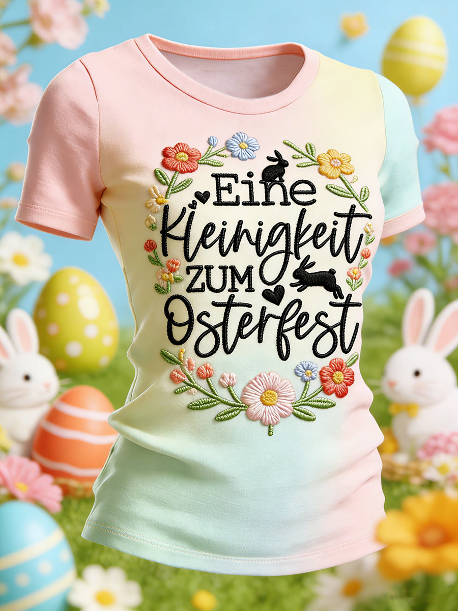 Women's Easter Printed Short Sleeve T-Shirt
