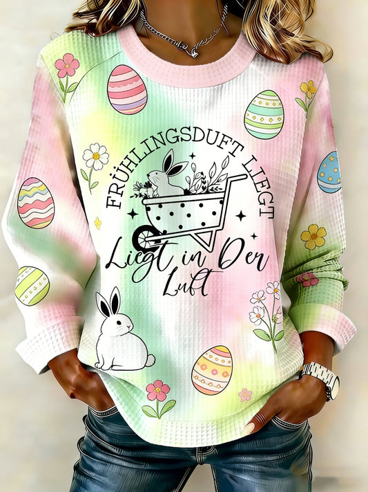 Kvinnors påsk Print Patchwork Topp