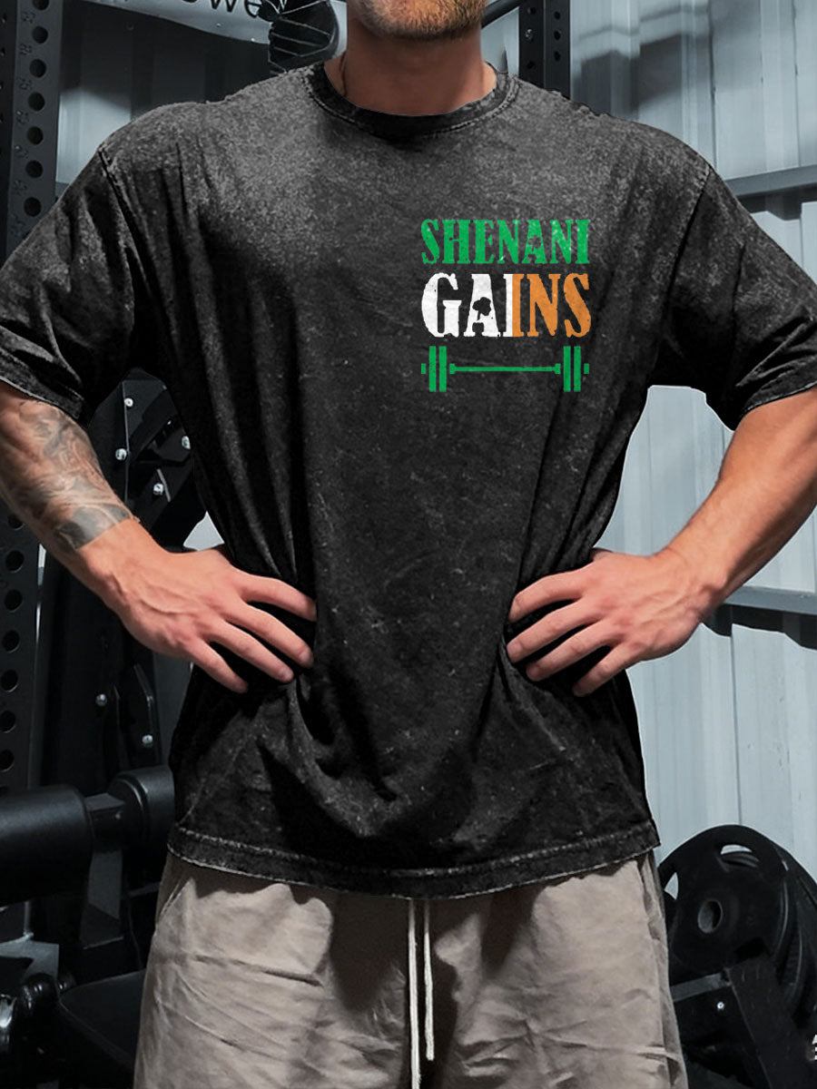 Mäns roliga St.patrick's Day Fitness Lover Printed T-shirt