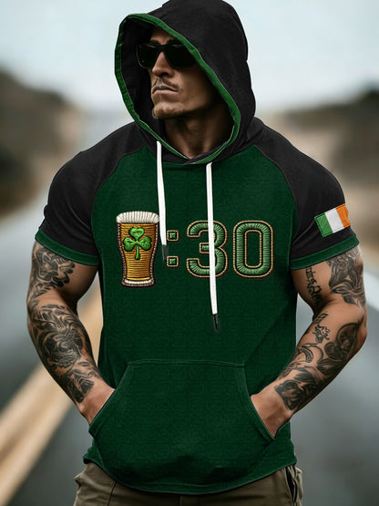 Mäns St. Patrick's Day korta ärmar huvad topp