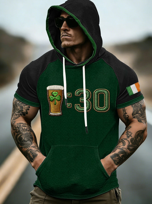 Men's St. Patrick's Day Short Sleeve Hooded Top