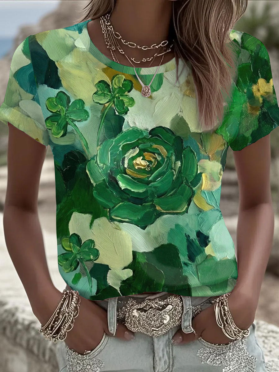 Kvinnors St. Patricks dag tryckt Casual T-shirt
