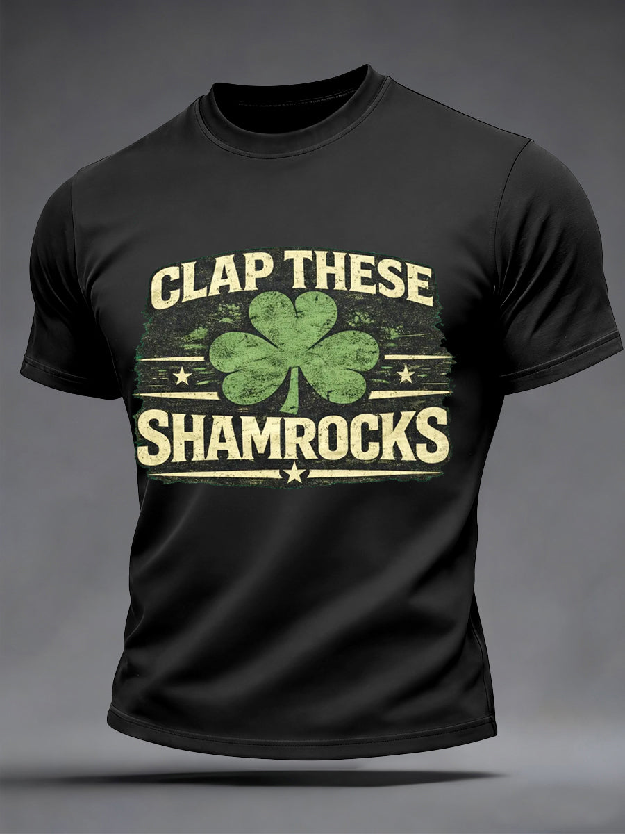 Mäns St. Patrick's Day applap dessa Shamrocks Print Casual Tee