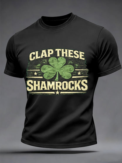 Mäns St. Patrick's Day applap dessa Shamrocks Print Casual Tee