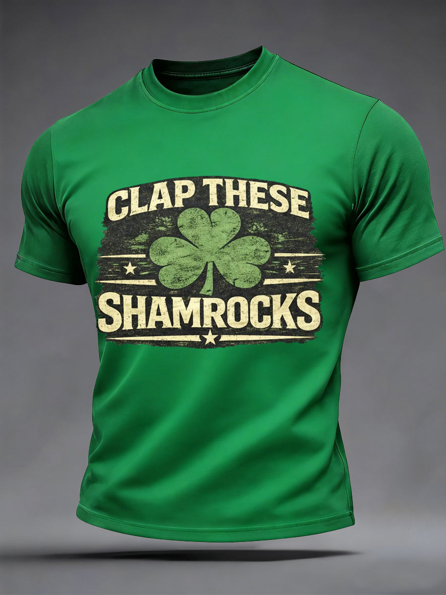 Mäns St. Patrick's Day applap dessa Shamrocks Print Casual Tee