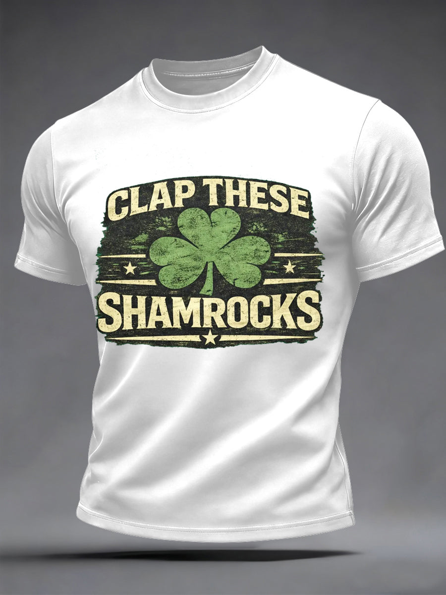 Mäns St. Patrick's Day applap dessa Shamrocks Print Casual Tee