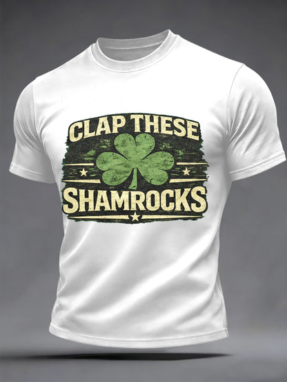 Mäns St. Patrick's Day applap dessa Shamrocks Print Casual Tee