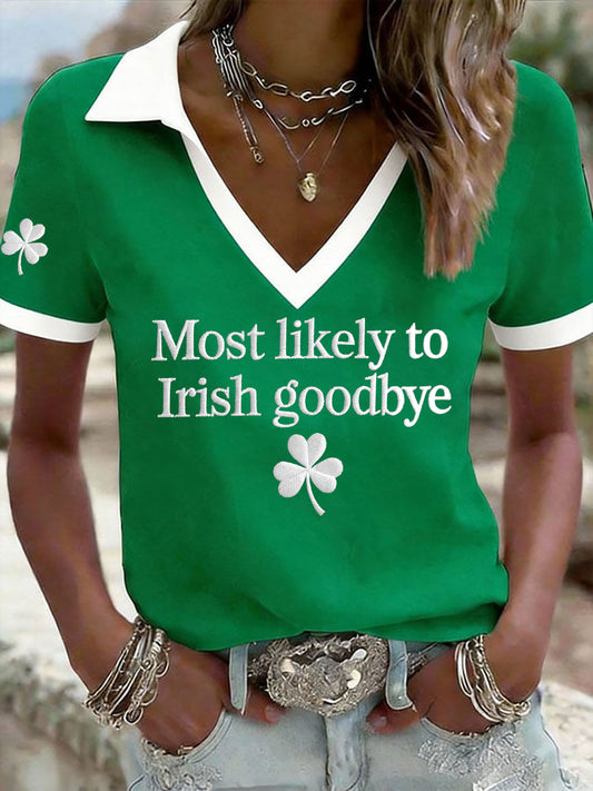 Kvinnors St. Patricks dag tryckt Casual T-shirt