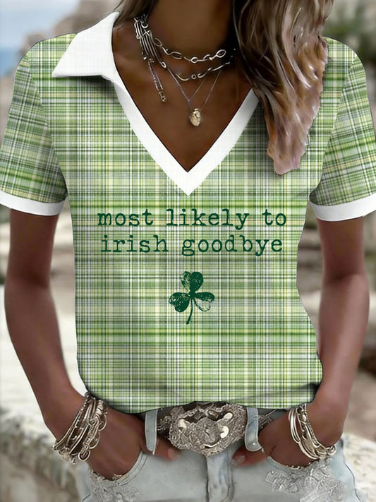 Kvinnors St. Patricks dag tryckt Casual T-shirt