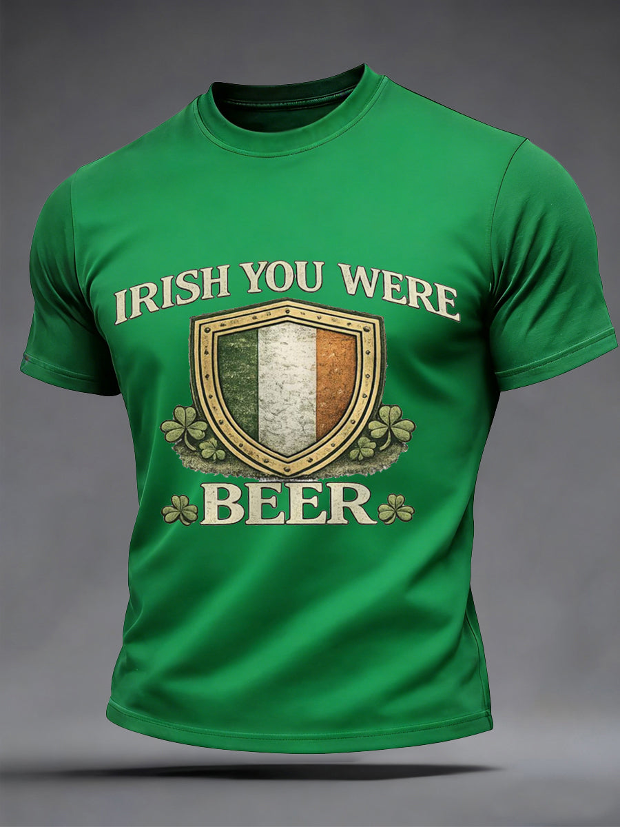 Mäns roliga St. Patrick's Day Irländska Du var öl Print Casual Tee