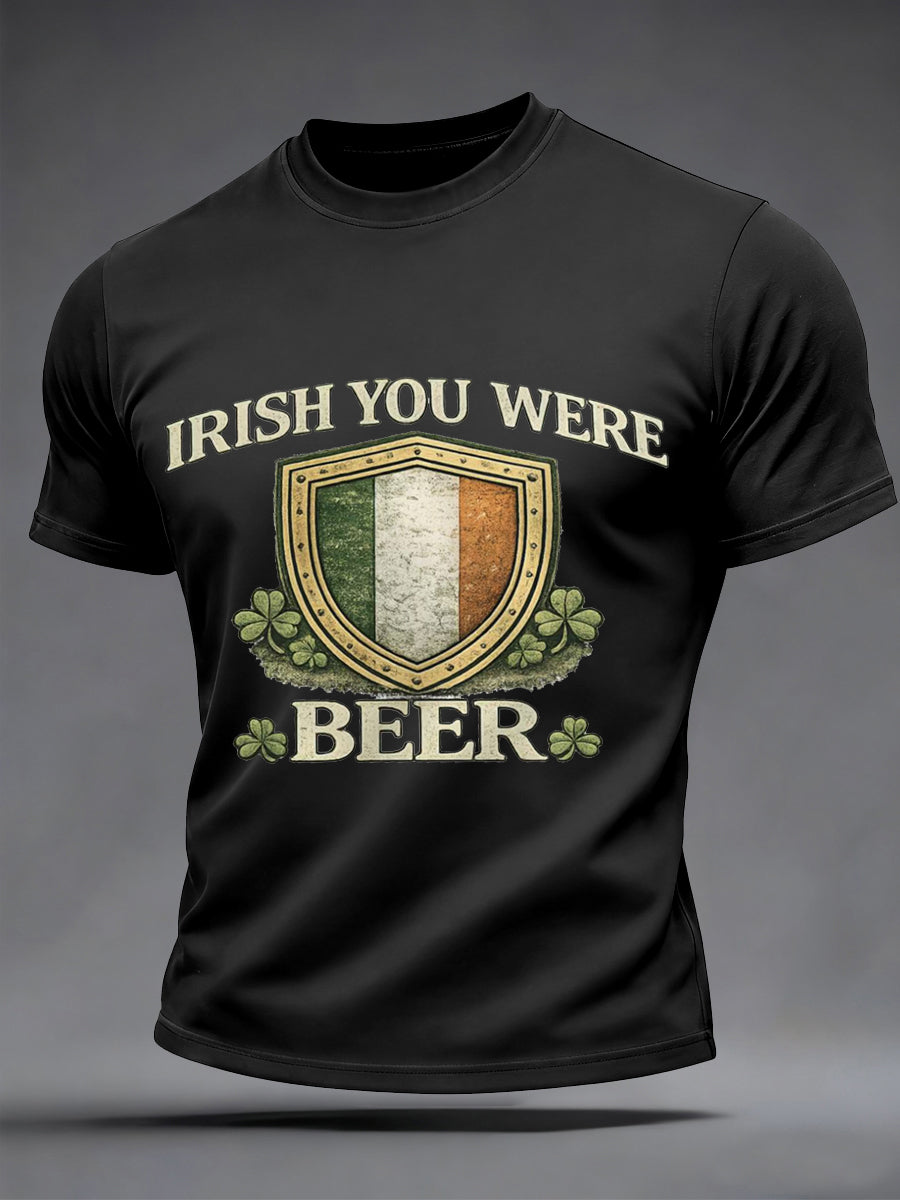 Mäns roliga St. Patrick's Day Irländska Du var öl Print Casual Tee