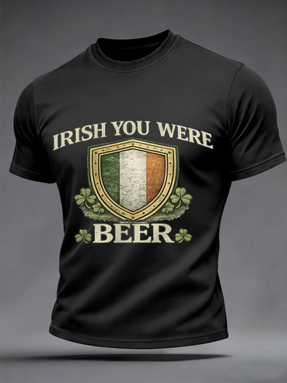 Mäns roliga St. Patrick's Day Irländska Du var öl Print Casual Tee