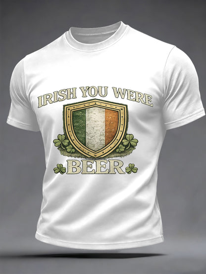 Mäns roliga St. Patrick's Day Irländska Du var öl Print Casual Tee