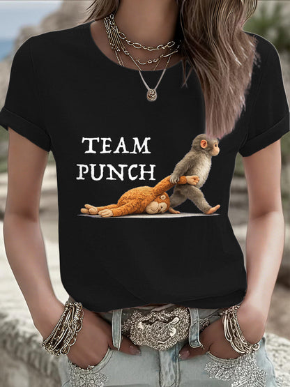 Women Punch Ape Brave Printed T-Shirt