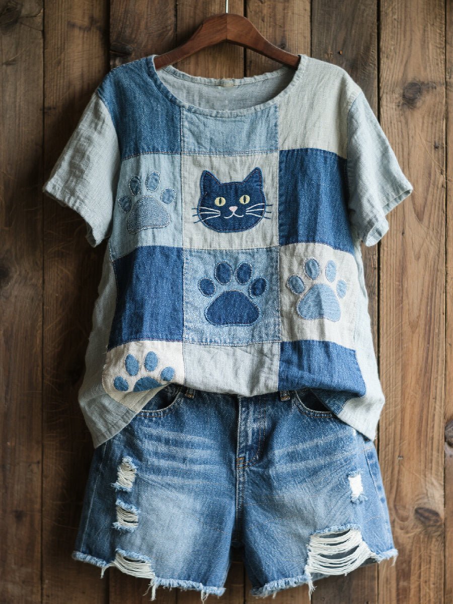 Women's Beautiful Cat Pattern Design Art Top