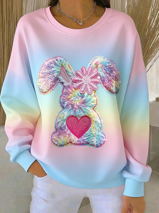 Kvinnors påskhare Printed Casual Sweatshirt