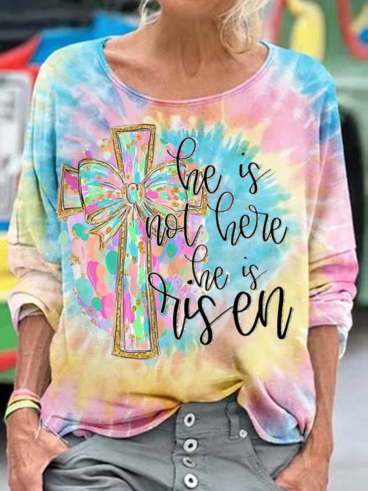 Women's he is not here. He is risen Christian Easter.