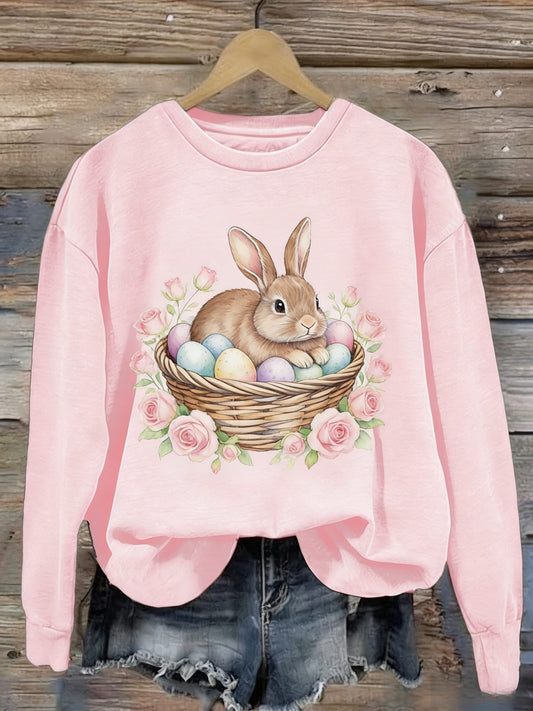 Women Retro Cute Rabbit Easter Casual Long-sleeved Sweatshirts