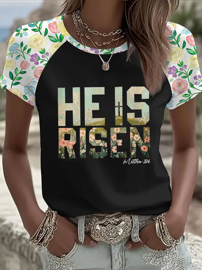 Kvinnors påsk Christian Han är upphöjd Matteus 28:6 Kort ärm T-shirt