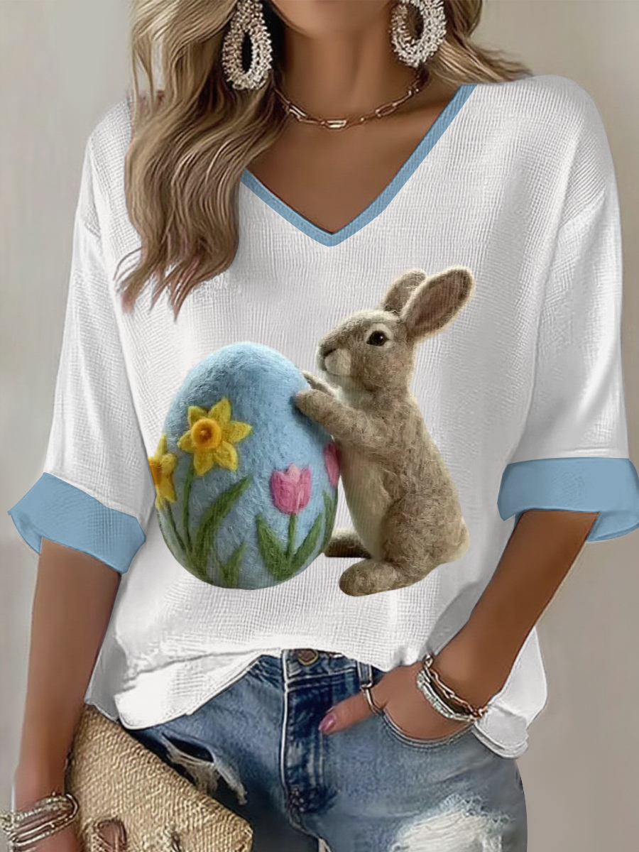 Kvinnor Bunny Påskvåffle T-shirt