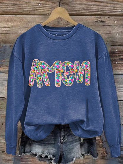 Kvinnors kristna påsk Floral Glitter Amen tröj