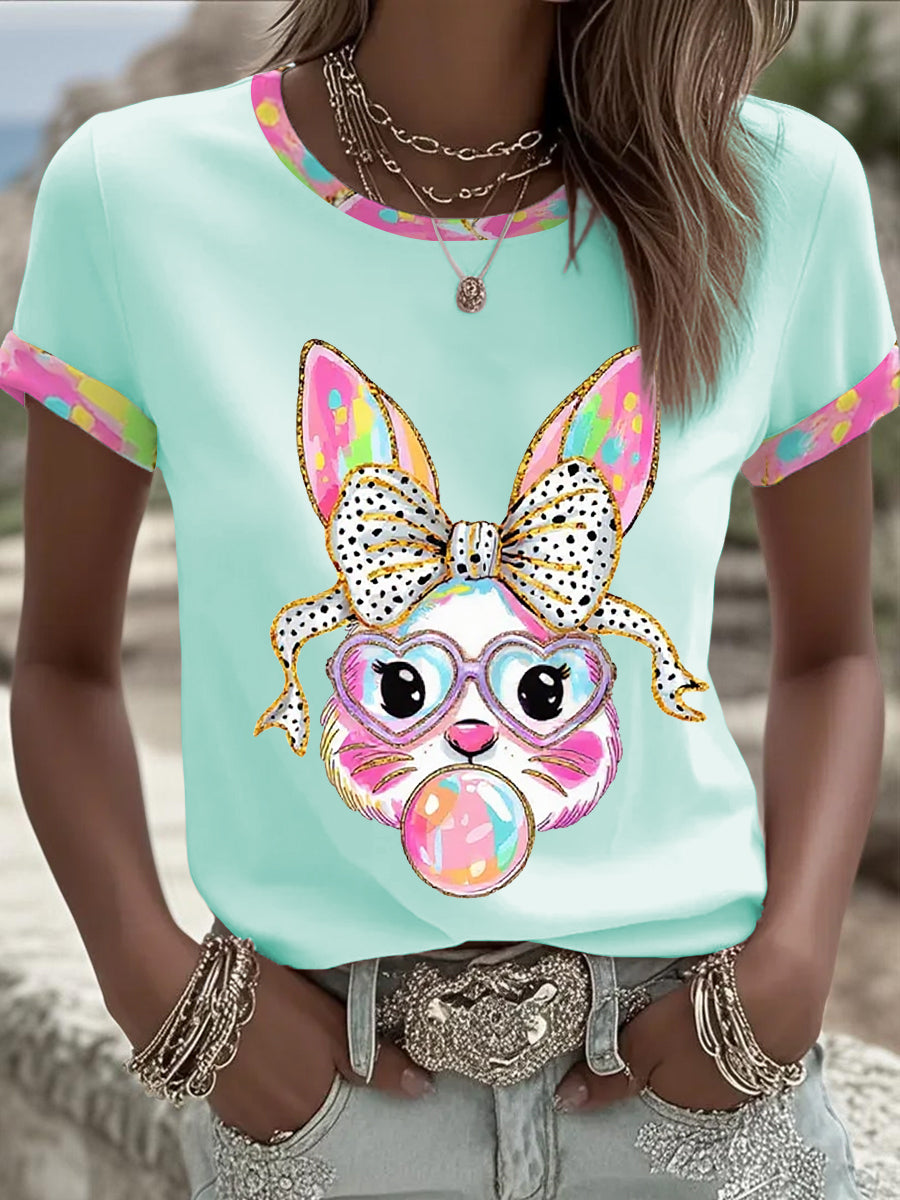 Kvinnors söta Glitter Påsk Bunny Coquette Short Slem T-shirt