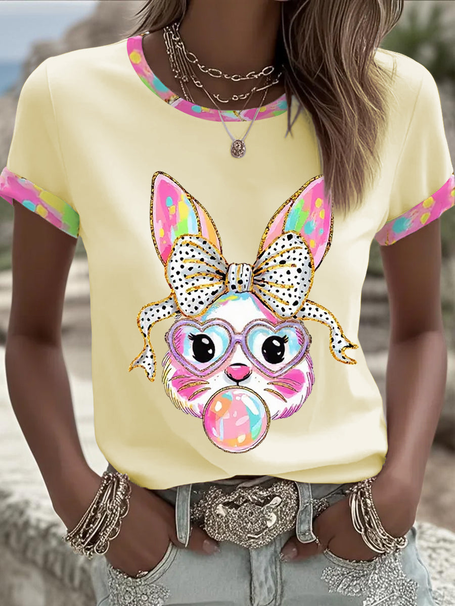 Kvinnors söta Glitter Påsk Bunny Coquette Short Slem T-shirt