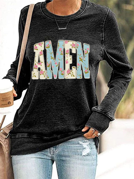 Women's Easter Floral Christian Amen Beads Sweatshirt